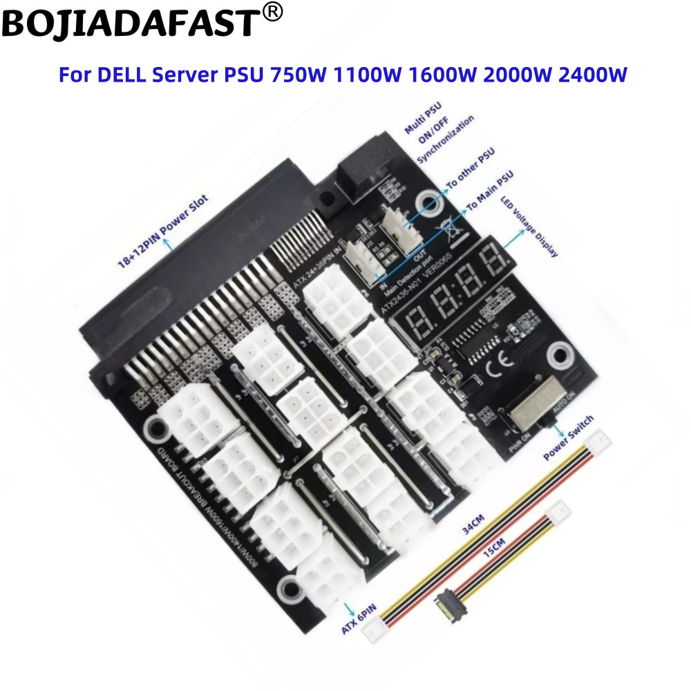 2400W Server Psu Breakout Board - 12 Ports PCI-E 6-Pin-Anschluss Server-Netzteil Breakout-Board