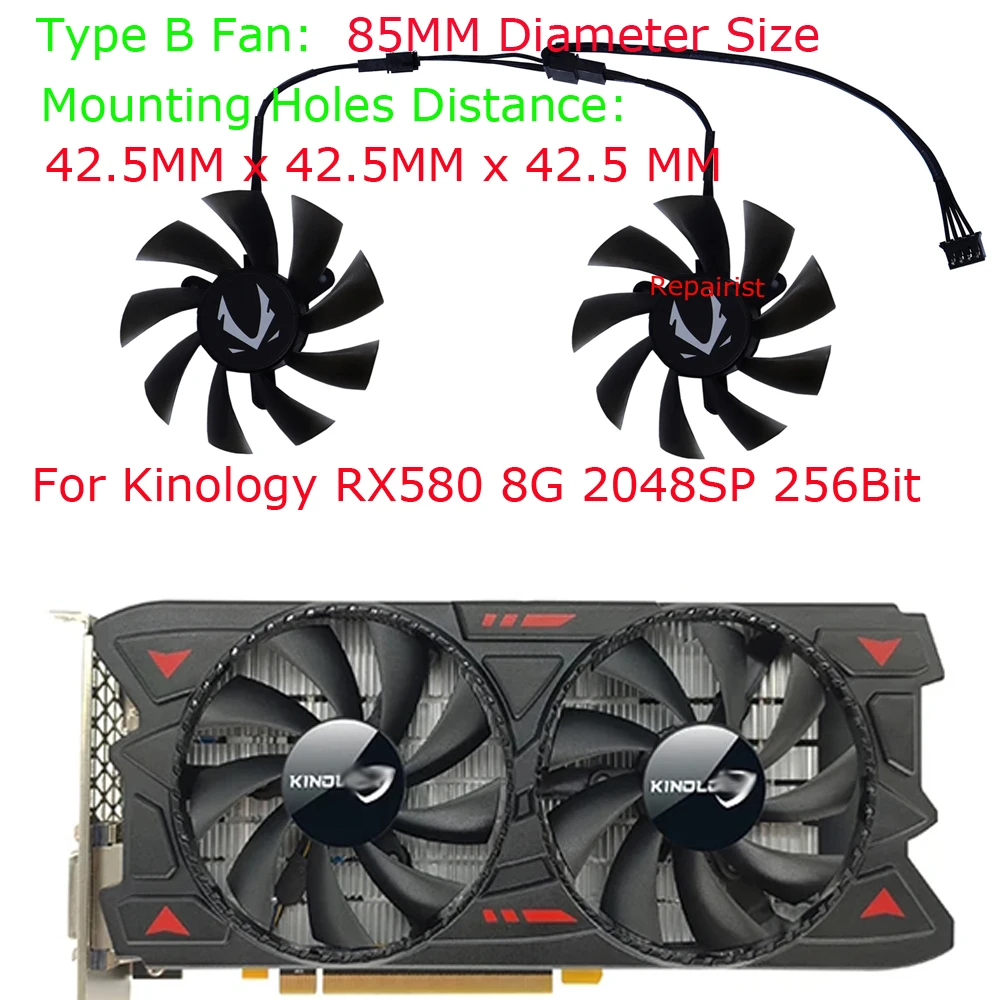 Rx 580 8Gb 2048Sp Gpu - 2 teile/satz, XY-D09015B, Grafik-GPU-Kühler, Grafikkarten lüfter,