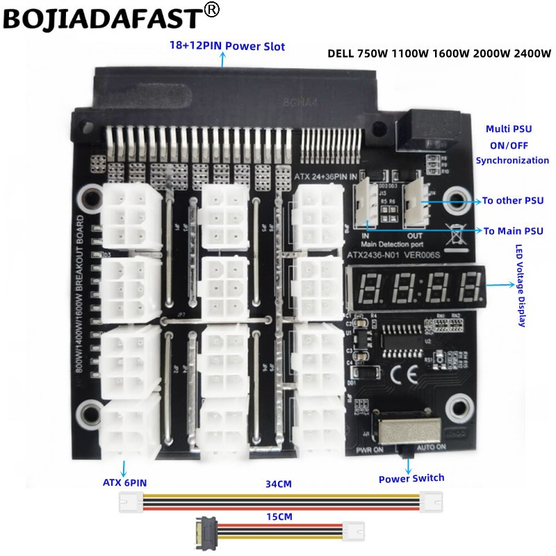 12 * PCI-E 6-Pin-Anschluss-Bre – 2400W Server Psu Breakout Board Bewertung und Preis